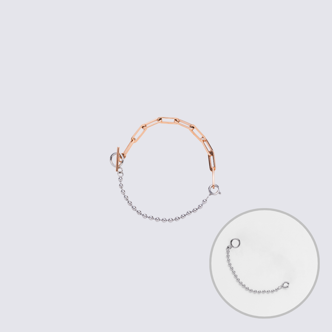 Custom Jewelry Rose Gold Connector Chain Bracelet M(170mm)