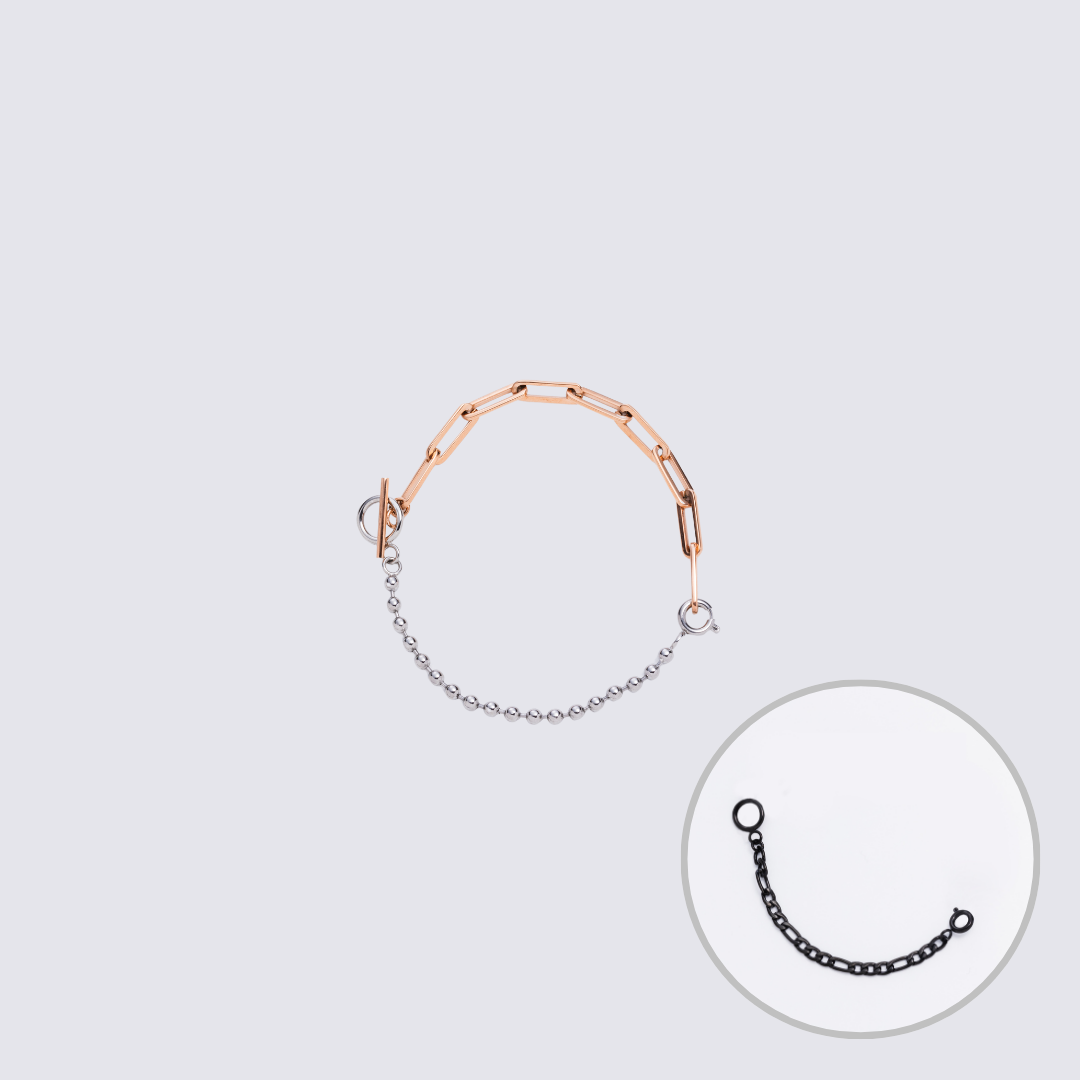 Custom Jewelry Rose Gold Connector Chain Bracelet M(170mm)