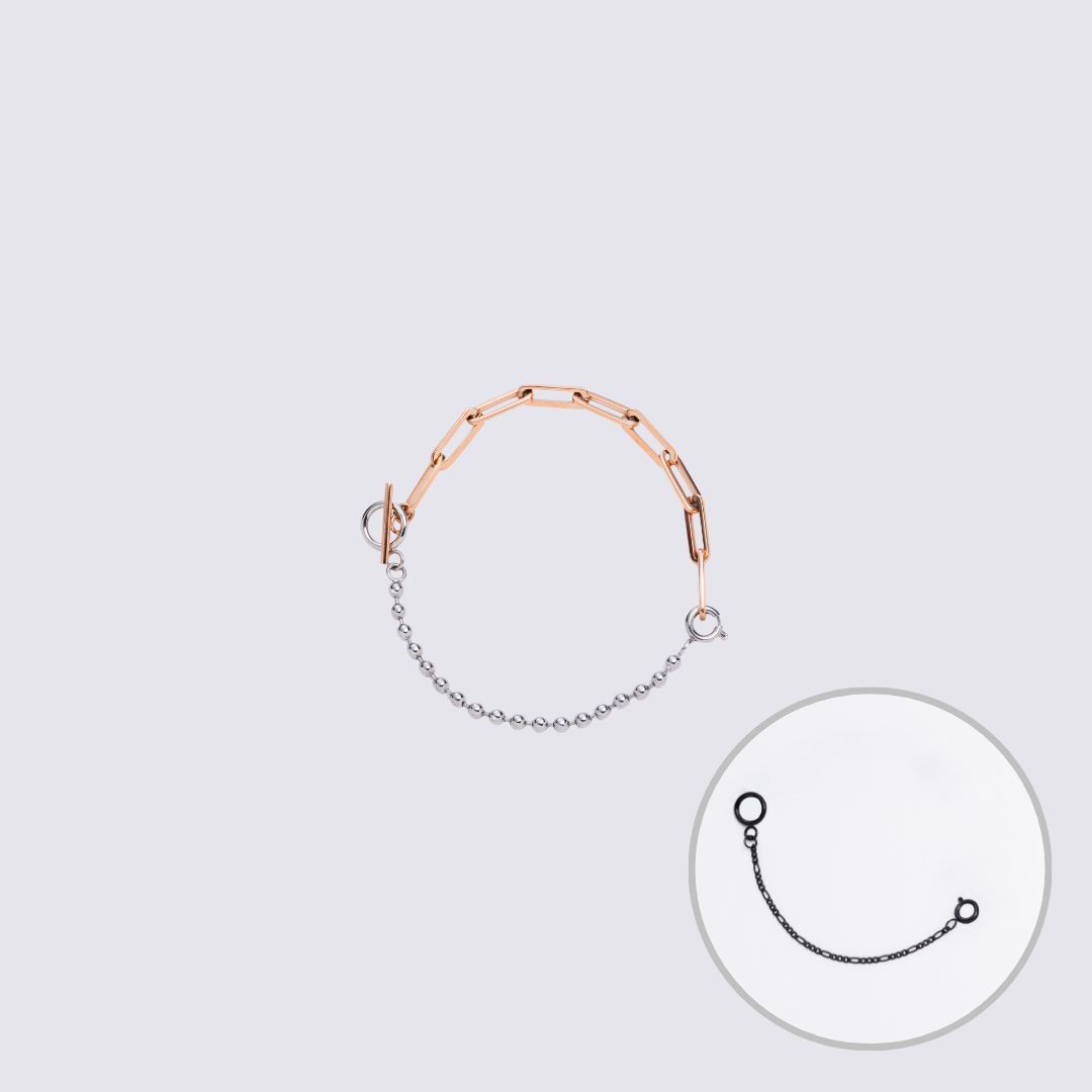 Custom Jewelry Rose Gold Connector Chain Bracelet M(170mm)