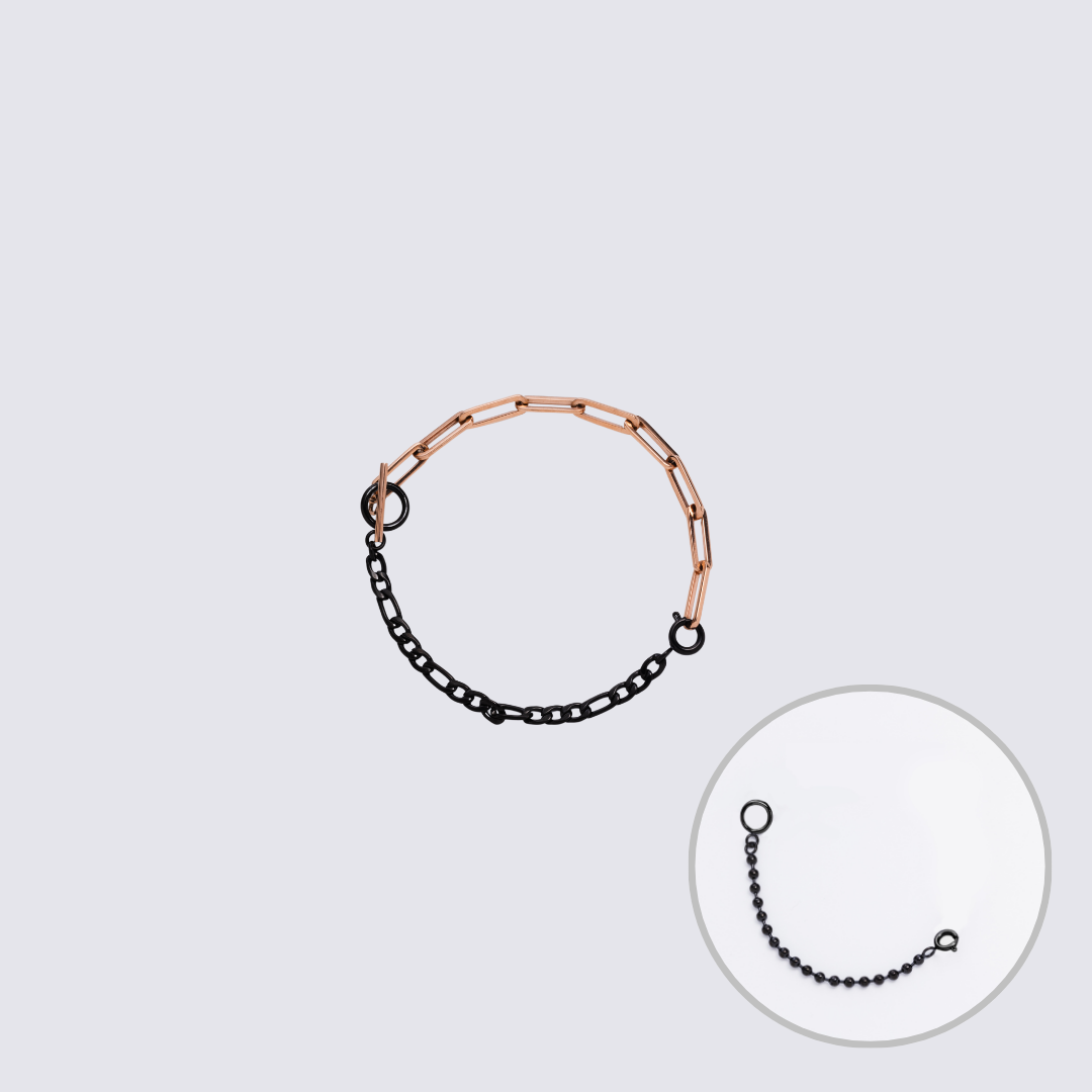 Custom Jewelry Rose Gold Connector Chain Bracelet M(170mm)