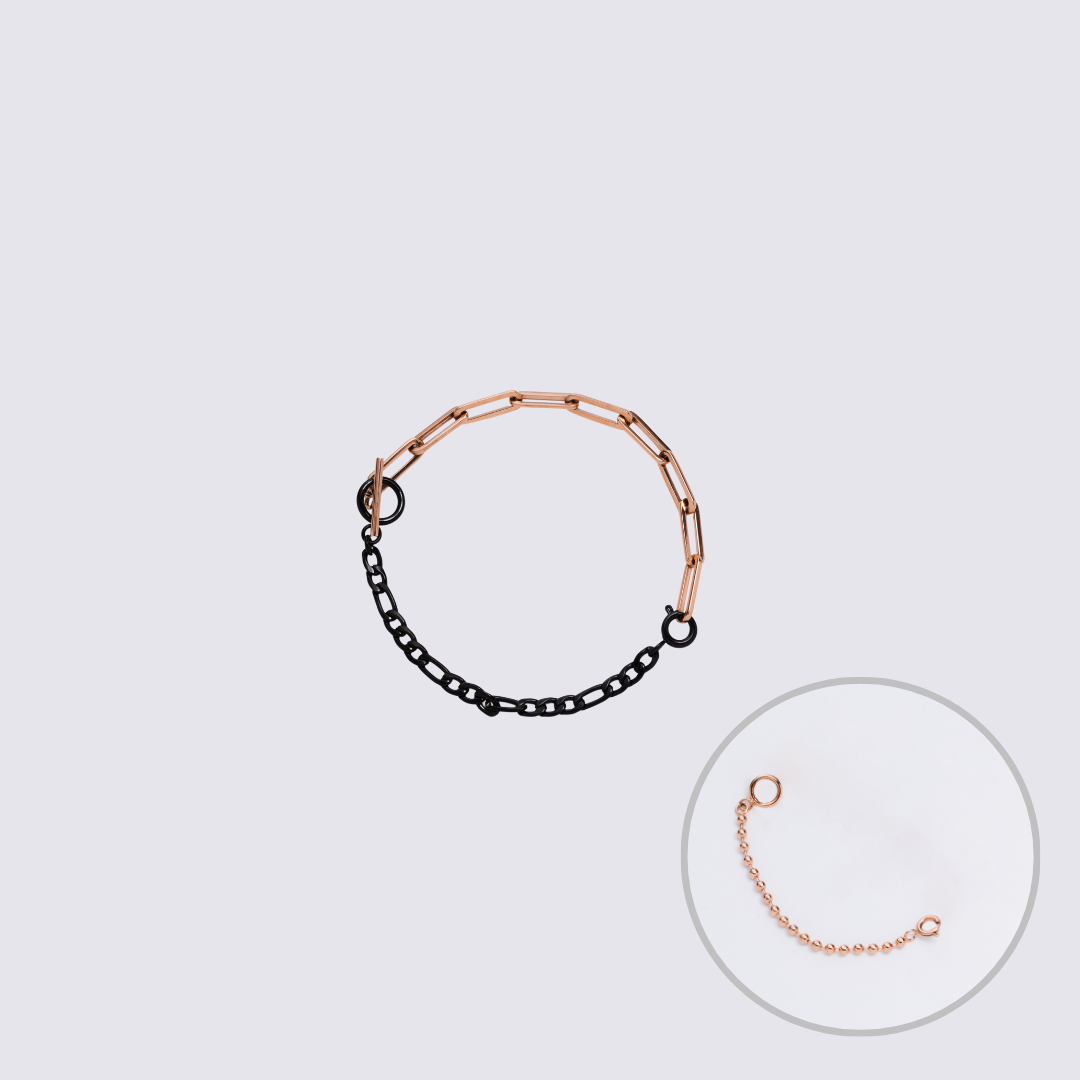 Custom Jewelry Rose Gold Connector Chain Bracelet M(170mm)