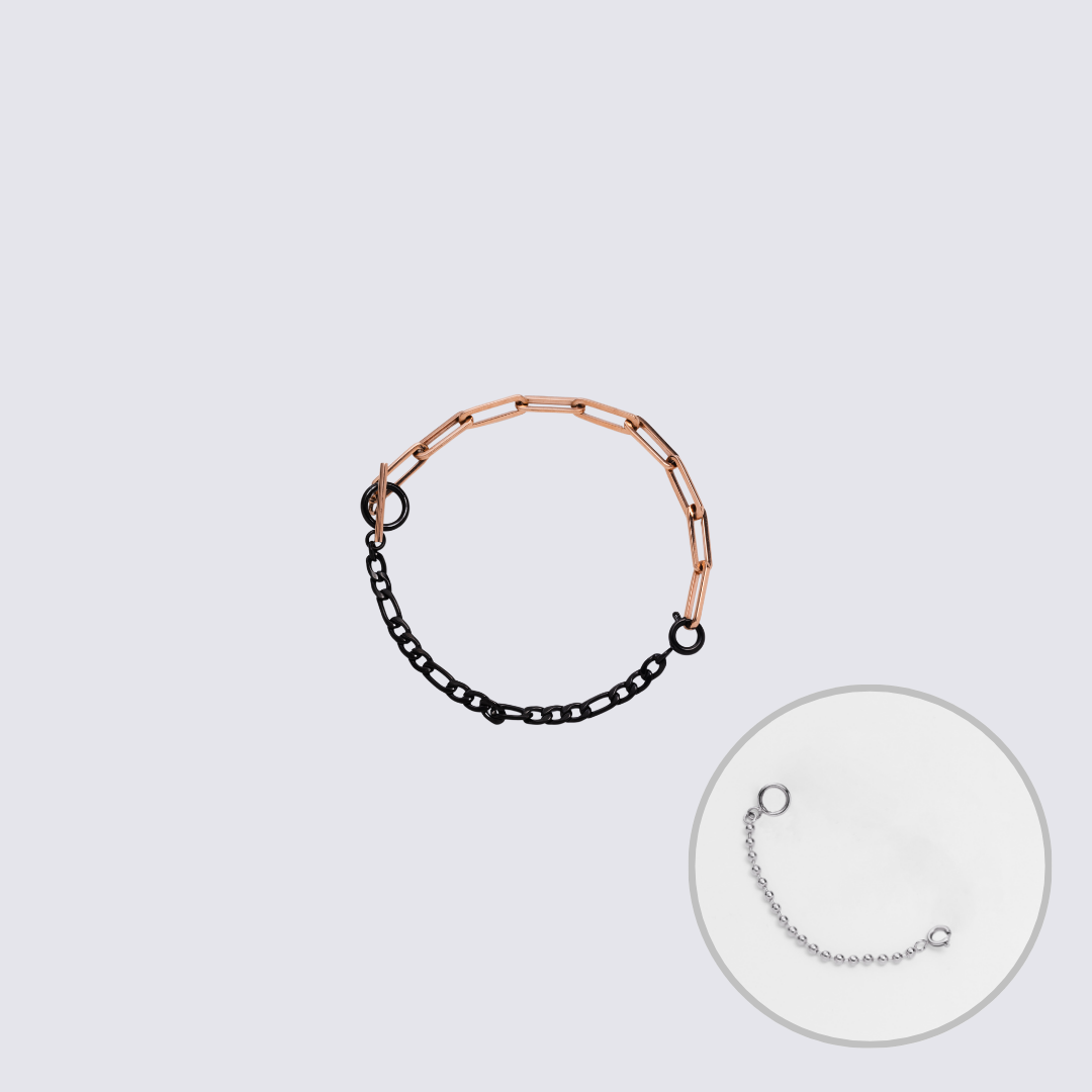 Custom Jewelry Rose Gold Connector Chain Bracelet M(170mm)