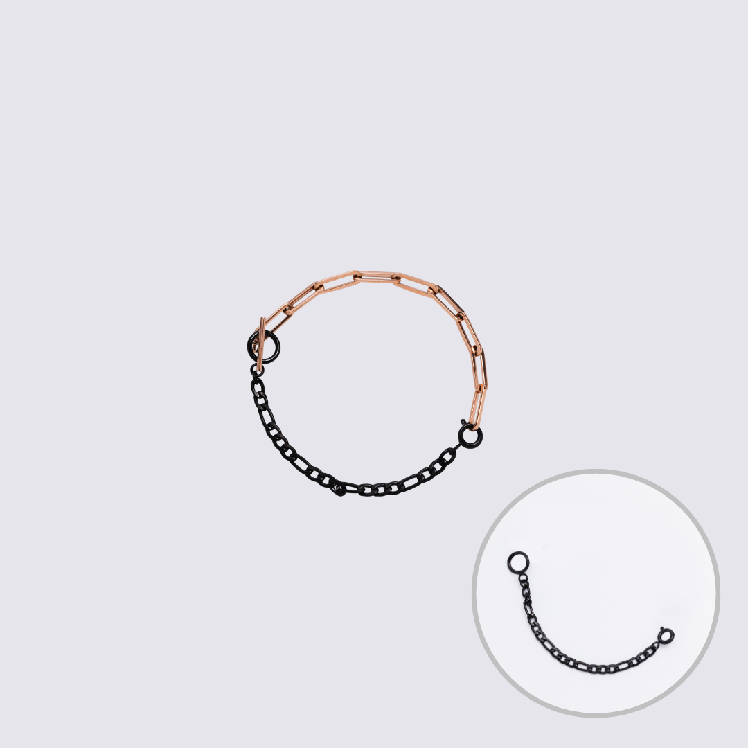 Custom Jewelry Rose Gold Connector Chain Bracelet M(170mm)