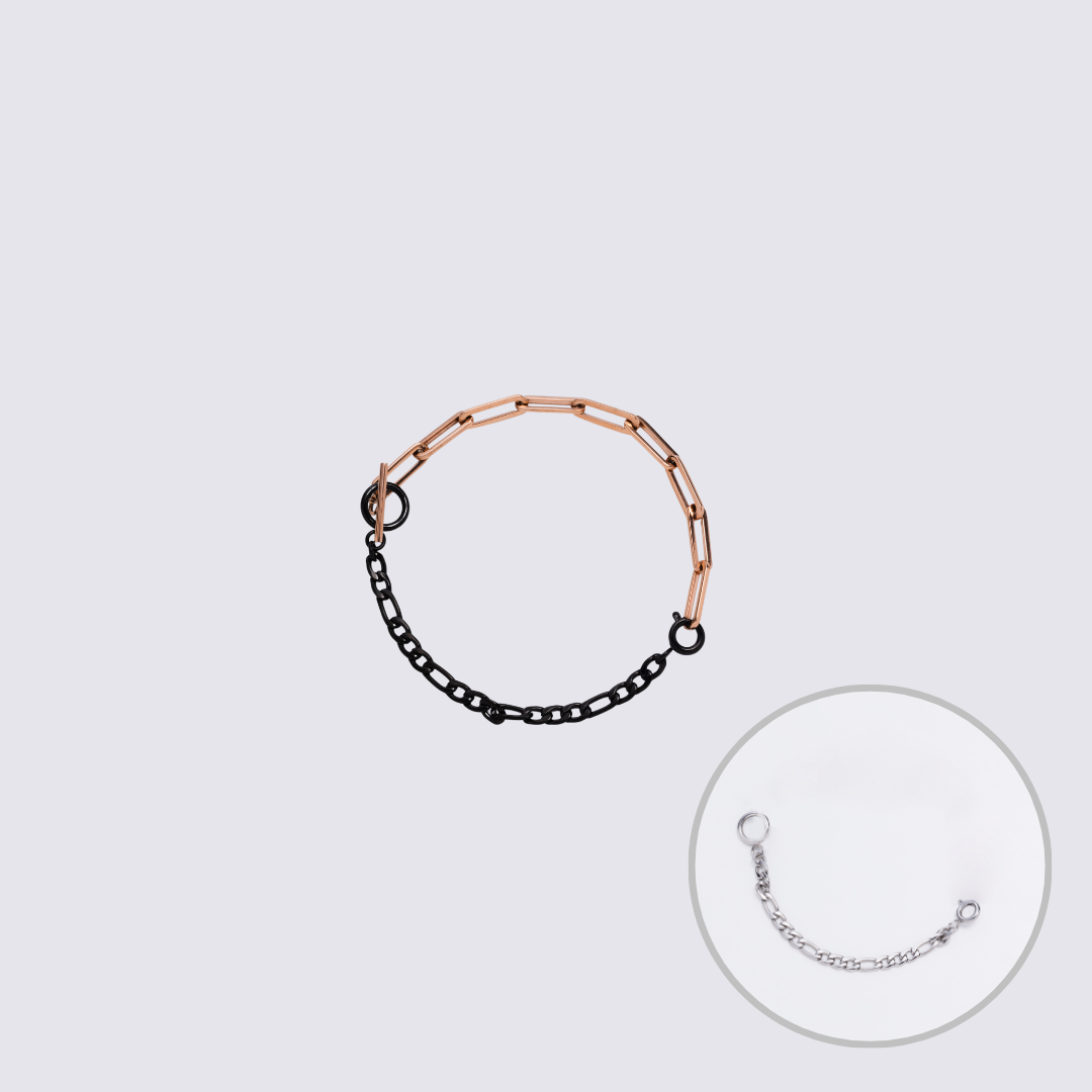 Custom Jewelry Rose Gold Connector Chain Bracelet M(170mm)