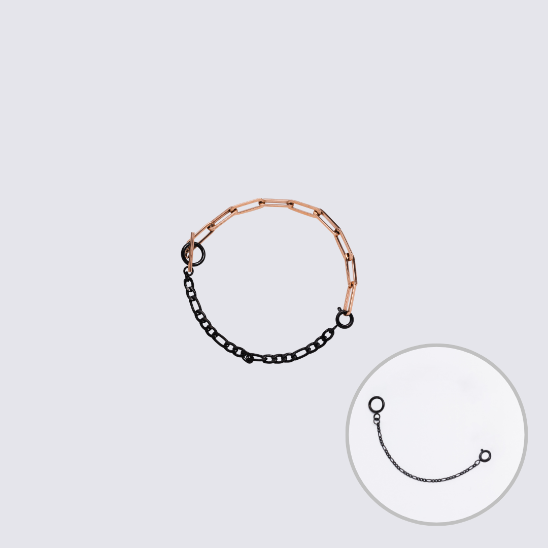 Custom Jewelry Rose Gold Connector Chain Bracelet M(170mm)