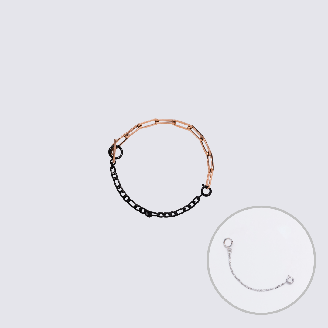 Custom Jewelry Rose Gold Connector Chain Bracelet M(170mm)