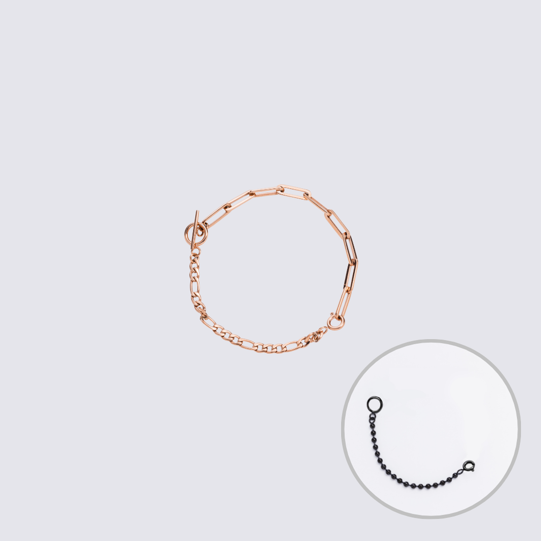 Custom Jewelry Rose Gold Connector Chain Bracelet M(170mm)