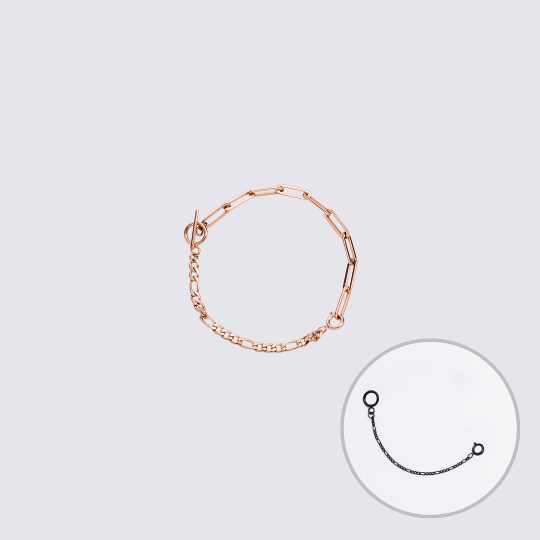 Custom Jewelry Rose Gold Connector Chain Bracelet M(170mm)