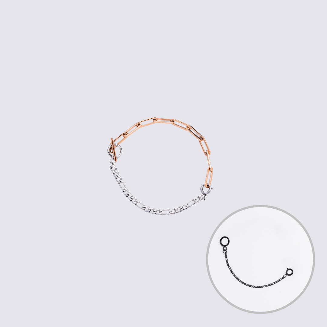 Custom Jewelry Rose Gold Connector Chain Bracelet M(170mm)