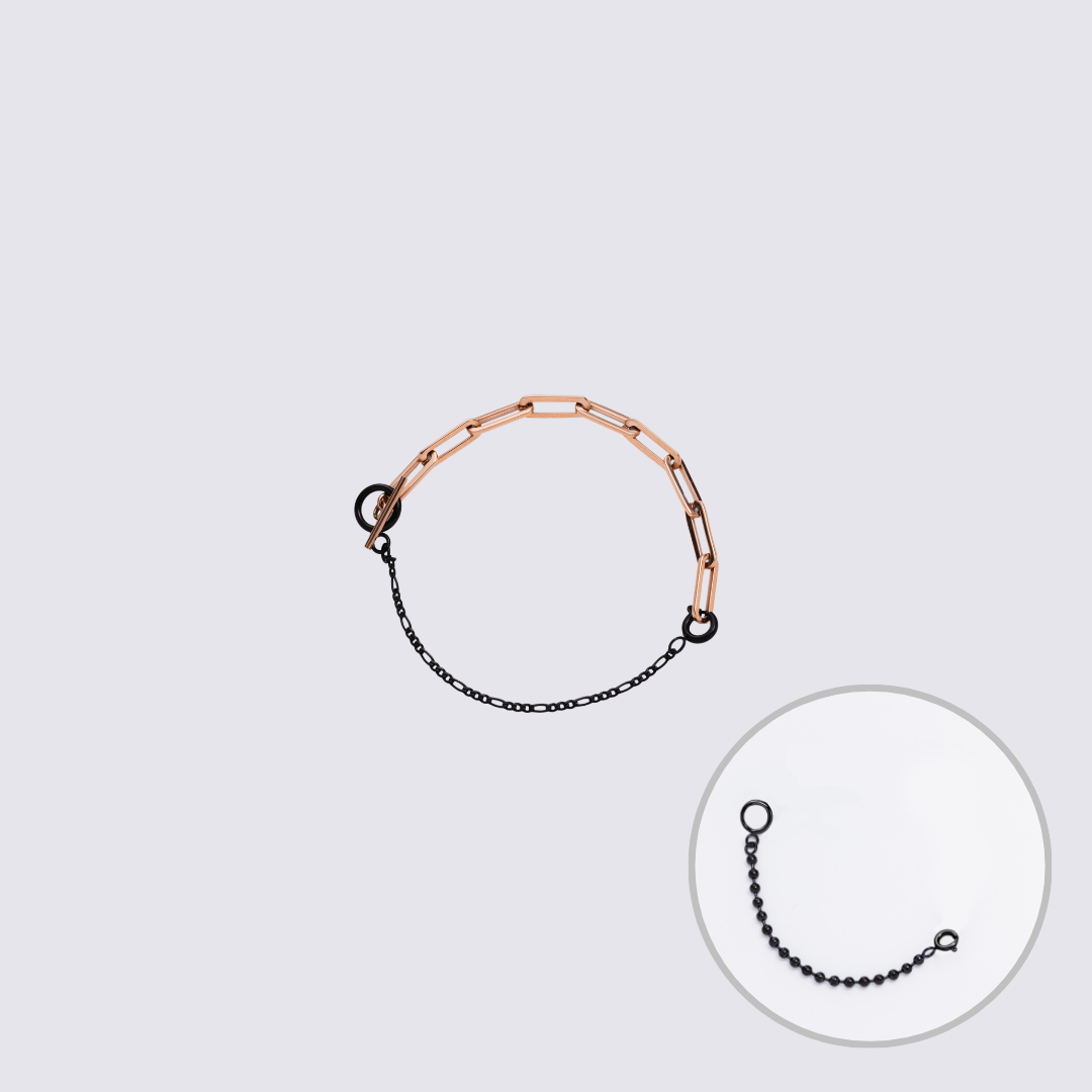 Custom Jewelry Rose Gold Connector Chain Bracelet M(170mm)