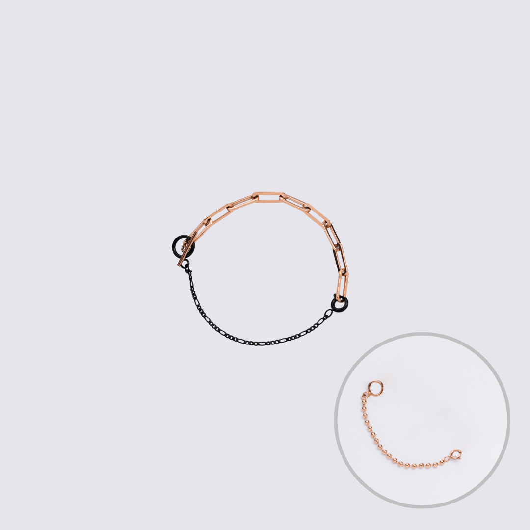 Custom Jewelry Rose Gold Connector Chain Bracelet M(170mm)