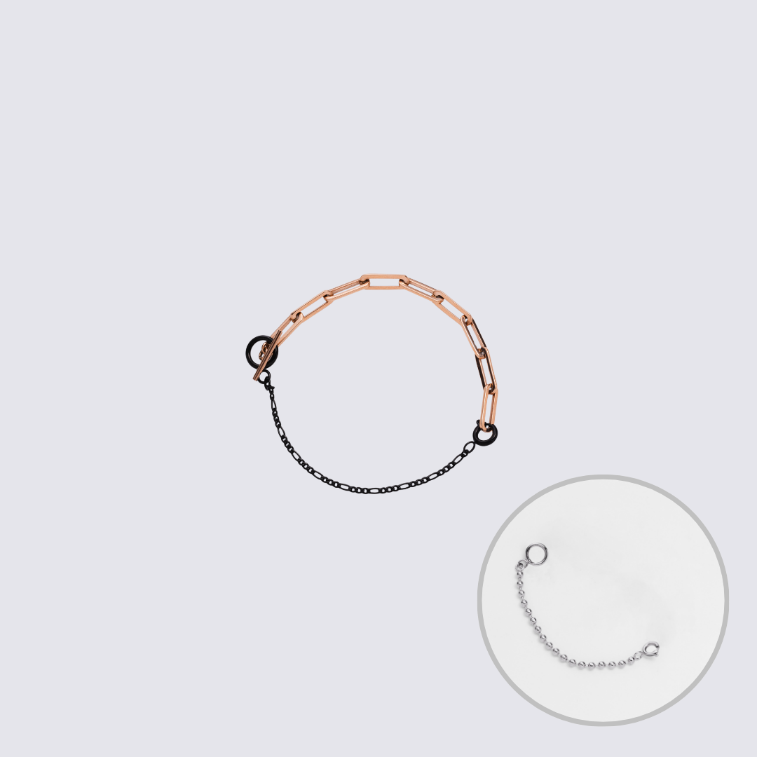 Custom Jewelry Rose Gold Connector Chain Bracelet M(170mm)