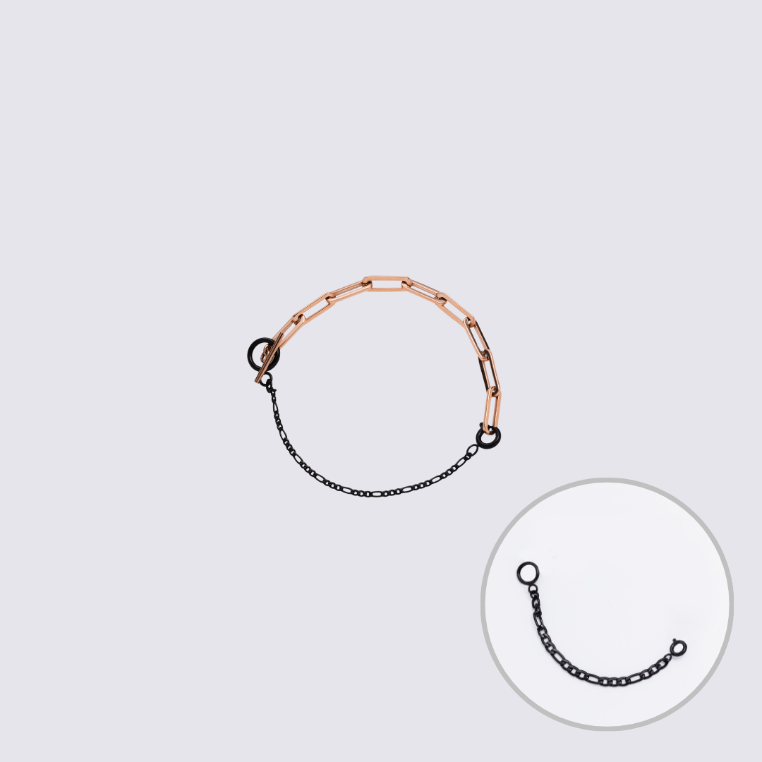 Custom Jewelry Rose Gold Connector Chain Bracelet M(170mm)