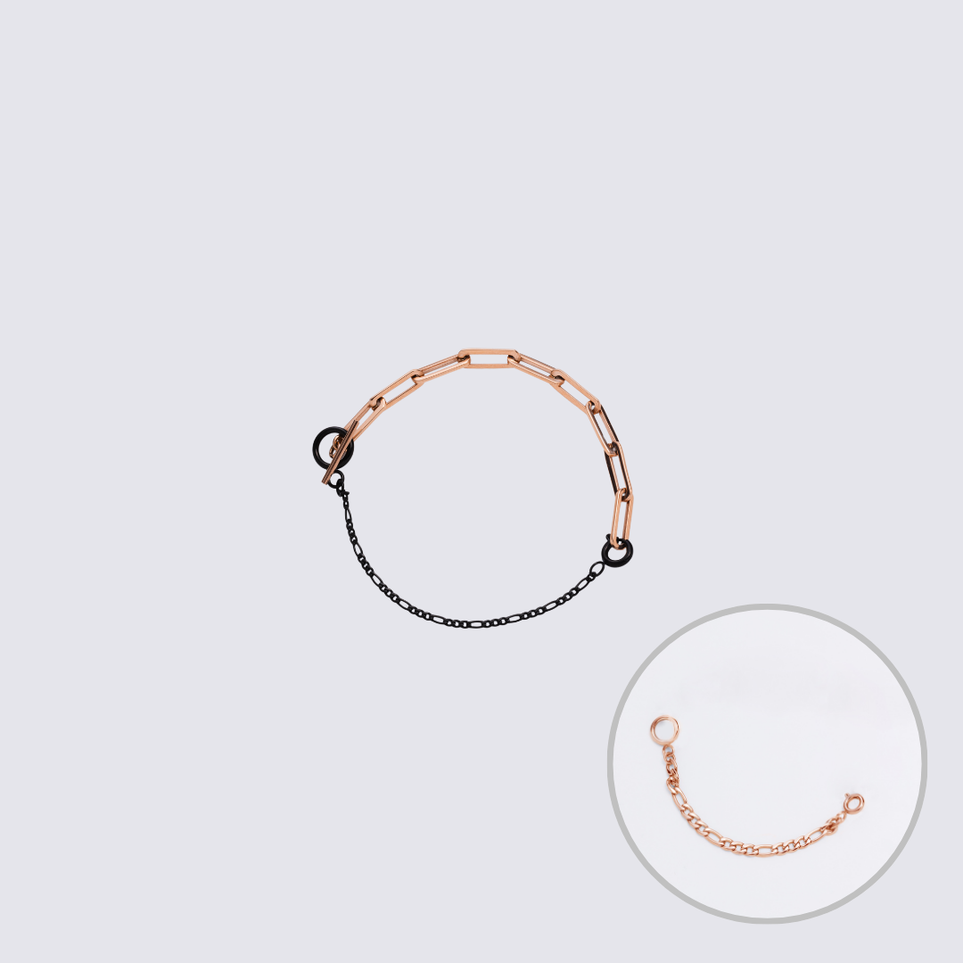 Custom Jewelry Rose Gold Connector Chain Bracelet M(170mm)