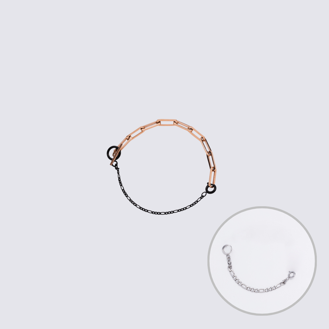 Custom Jewelry Rose Gold Connector Chain Bracelet M(170mm)