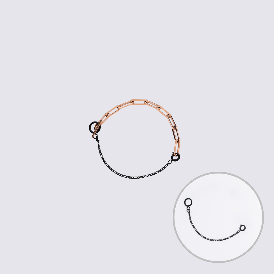 Custom Jewelry Rose Gold Connector Chain Bracelet M(170mm)