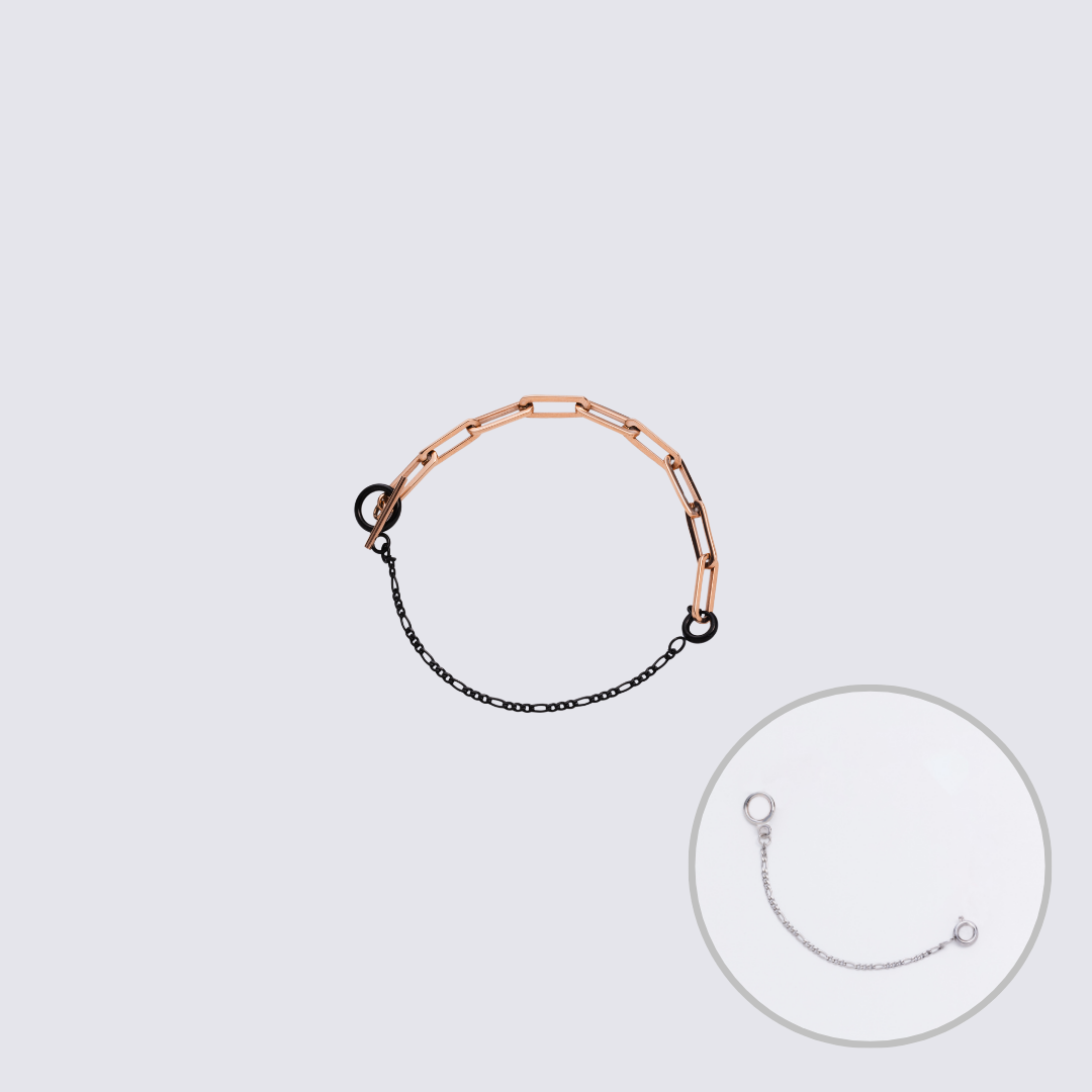 Custom Jewelry Rose Gold Connector Chain Bracelet M(170mm)