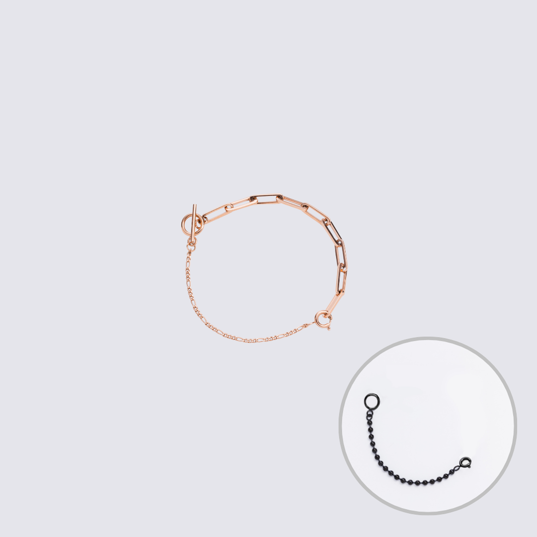 Custom Jewelry Rose Gold Connector Chain Bracelet M(170mm)