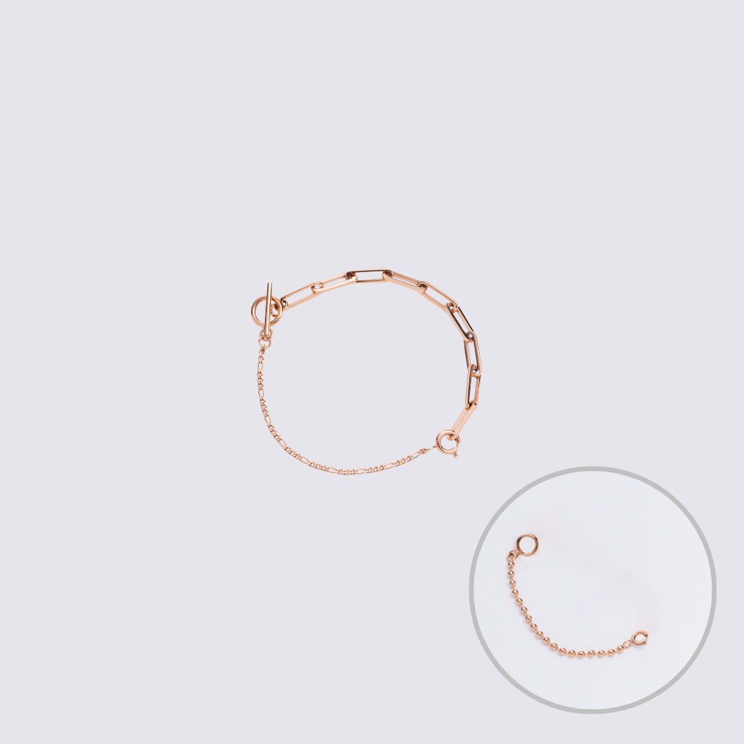 Custom Jewelry Rose Gold Connector Chain Bracelet M(170mm)