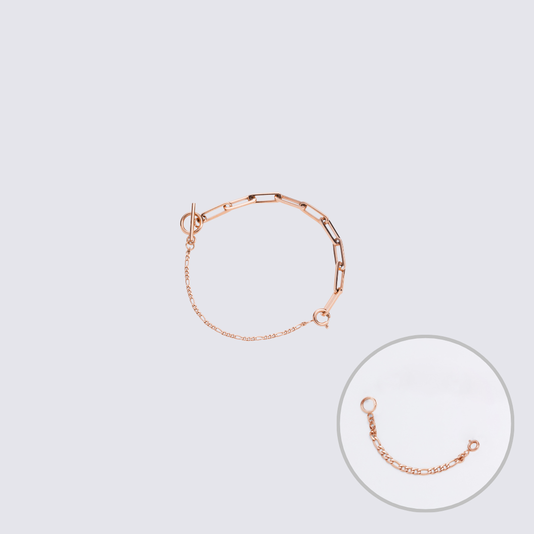 Custom Jewelry Rose Gold Connector Chain Bracelet M(170mm)