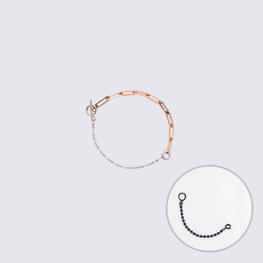 Custom Jewelry Rose Gold Connector Chain Bracelet M(170mm)