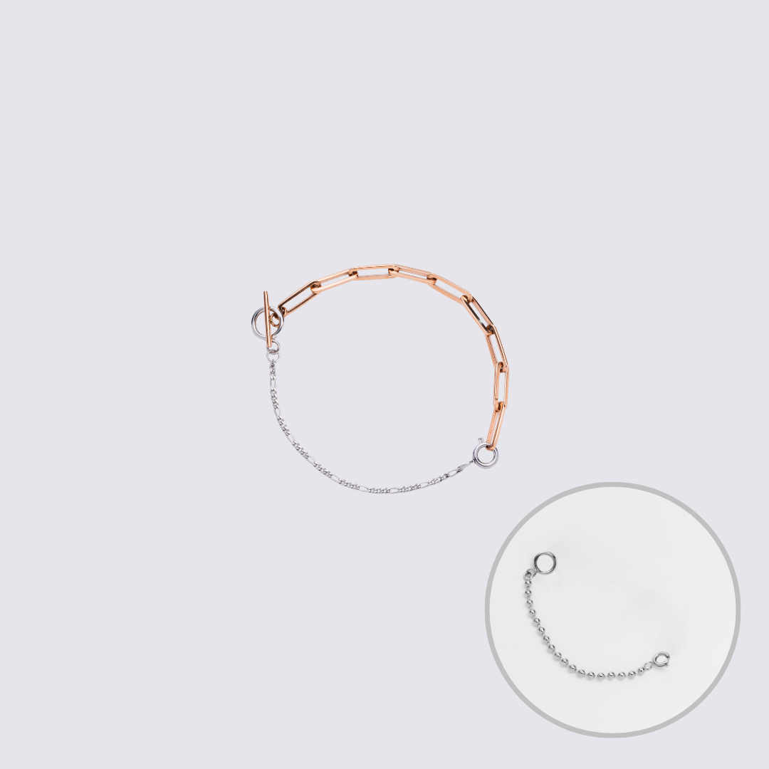 Custom Jewelry Rose Gold Connector Chain Bracelet M(170mm)