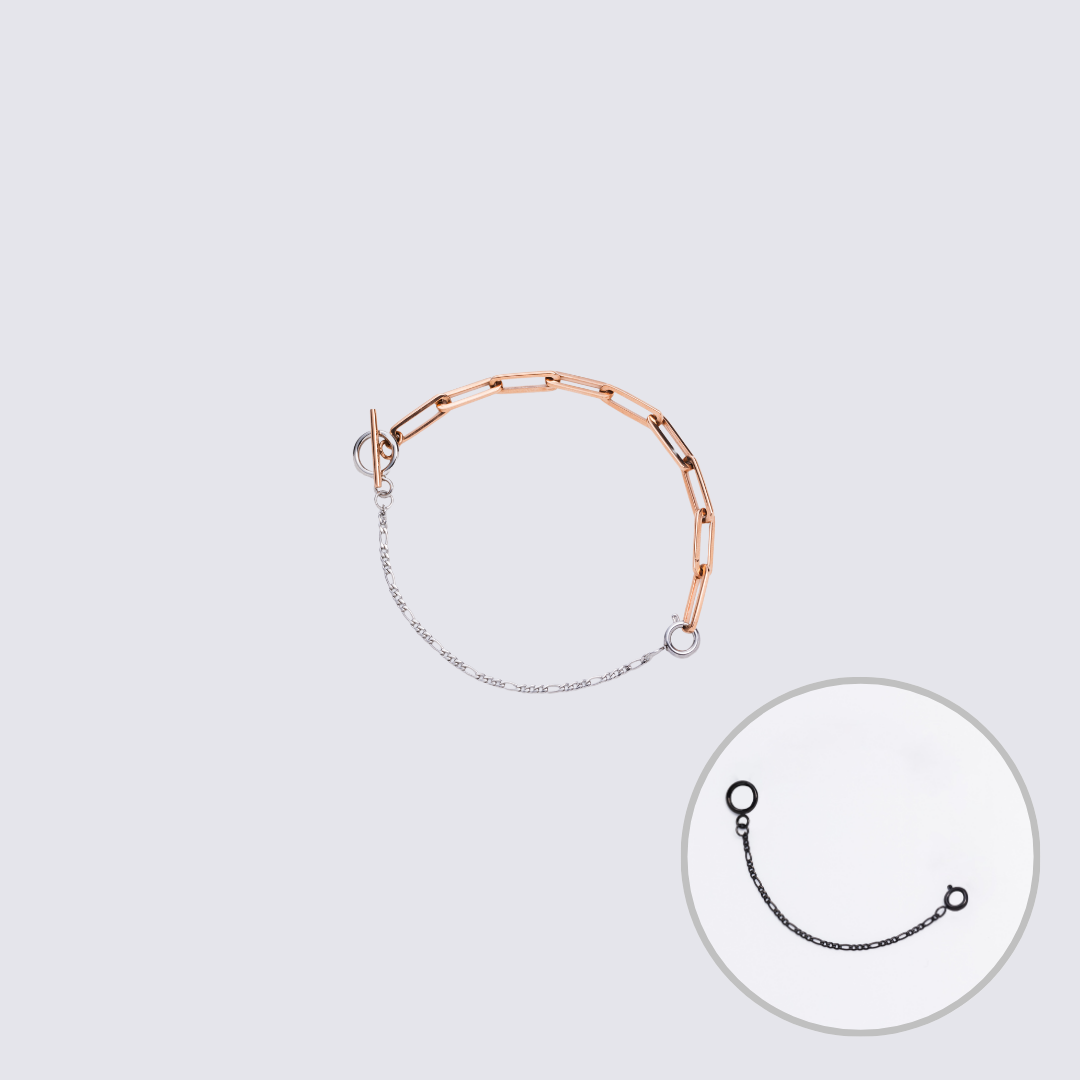 Custom Jewelry Rose Gold Connector Chain Bracelet M(170mm)