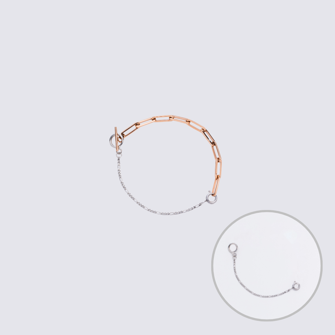 Custom Jewelry Rose Gold Connector Chain Bracelet M(170mm)