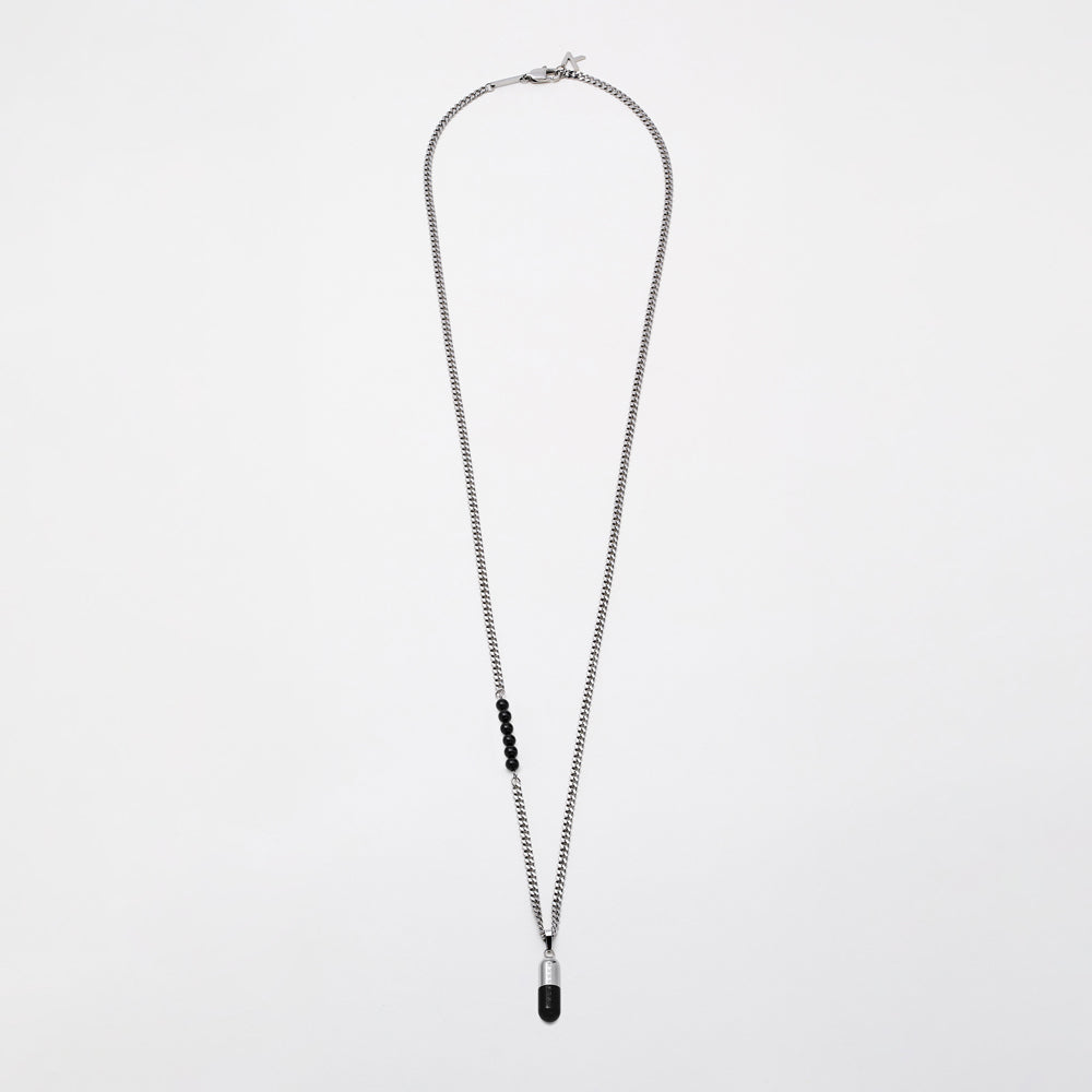 Capsule Necklace Silver & Black Onyx (760mm)